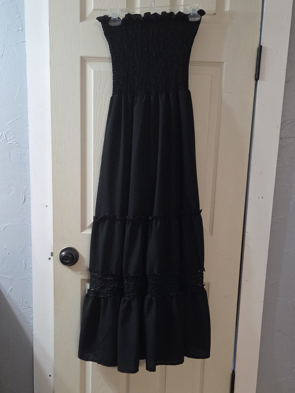 Black Strapless Smocked Maxi Dress - Classic Women’s Dress